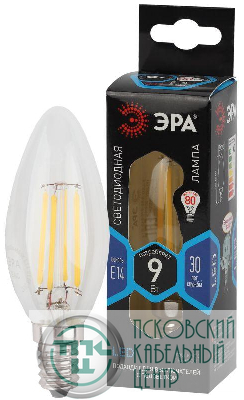 Лампа светодиодная филаментная F-LED B35-9W-840-E14 9Вт B35 свеча 4000К нейтр. бел. E14 Эра Б0046995
