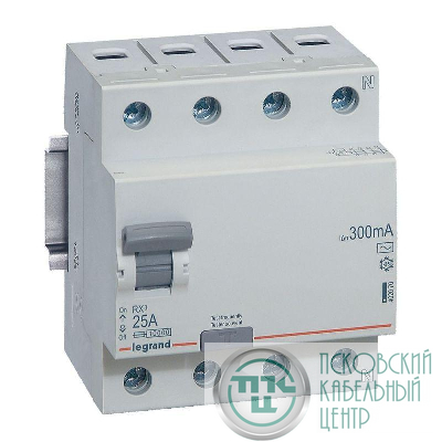 Выключатель дифференциального тока (УЗО) 4п 25А 300мА тип AC RX3 ИЭК Leg 402070