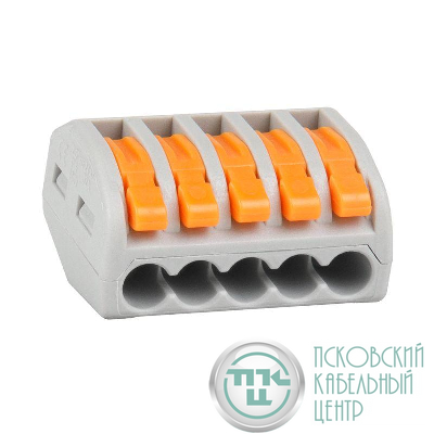Клемма строительно-монтажная OptiKit СМК 222-415 с рычагом 5 отверстий 0.2-2.5(4.0)кв.мм КЭАЗ 351066