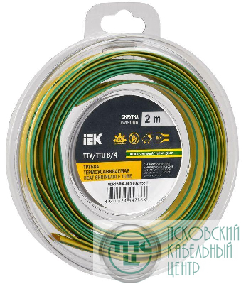 Трубка термоусадочная ТТУ нг-LS 8/4 желт./зел. (уп.2м) IEK UDR12-008-004-002-K52-T