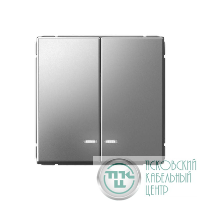 Выключатель 2-кл. ArtGallery (сх. 5а) 10AX с подсветкой механизм сталь SE GAL000953
