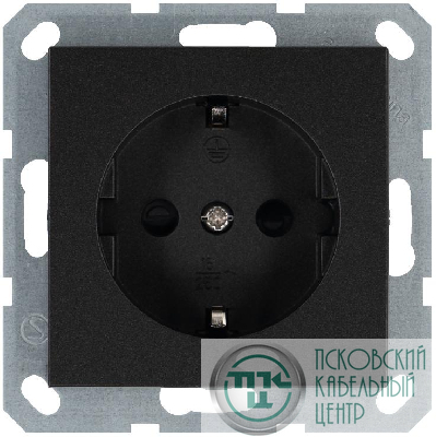 Розетка 1-м Shuko 16А IP20 с заземл. защ. шторки механизм антрацит Jasmart G5501B