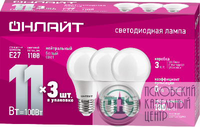 Лампа светодиодная 90 603 OLL-A60-11-230-4K-E27-PACK3 ОНЛАЙТ 90603