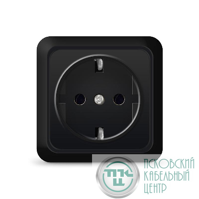 Розетка 1-м ОП Олимп 16А IP20 с заземл. черн. Universal 2227