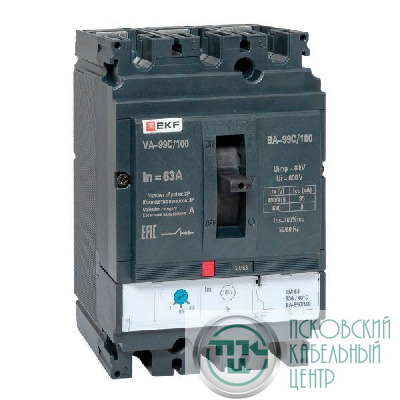 Выключатель автоматический 3п 100/63А 36кА ВА-99C Compact NS PROxima EKF mccb99C-100-63