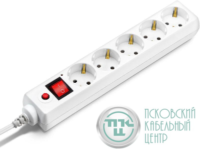 Удлинитель с сетевым фильтром 5х1.8м с заземл. 10А IP20 500SH-1.8-W 2.2кВт CCA бел. BURO 992284