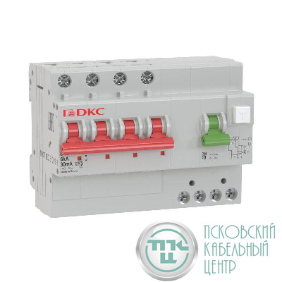 Выключатель автоматический дифференциального тока с защитой от сверхтоков YON MDV63-42C10-A 4п 30мА DKC MDV63-42C10-A