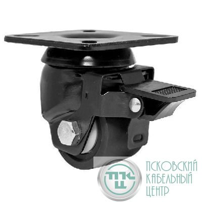 Ролик с тормозом D50мм стат. нагрузка 300 кг черн. EKF ROL-B10-01B-050-102B-CUA