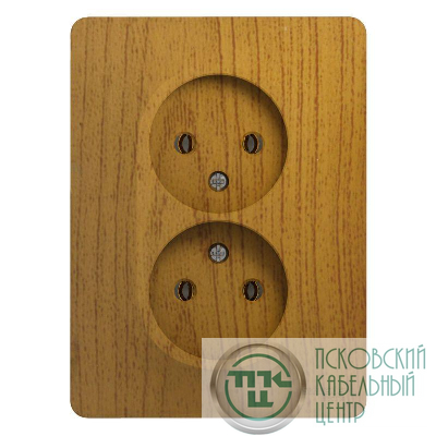 Розетка 2-м СП Glossa 16А IP20 без заземл. в сборе дерево дуб SE GSL000520