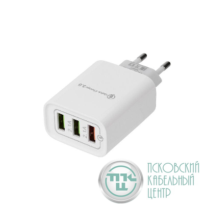 Устройство зарядное сетевое для iPhone/iPad 3 x USB 5В 3А + 1А + 1А бел. Rexant 16-0277