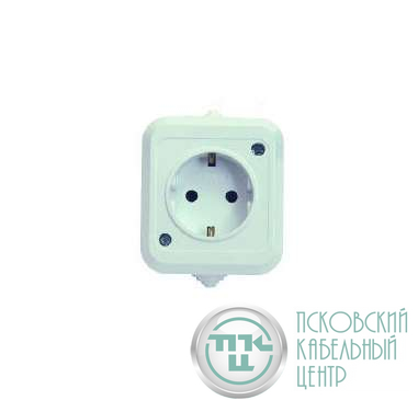 Розетка 1-м ОП 16А IP44 с заземл. п/герм. бел. Makel 18308