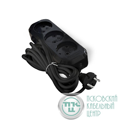Удлинитель 3х3м без заземл. 10А IP20 Е-202 ПВС 2х0.75 АБС-пластик черн. UNIVersal 2114