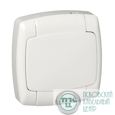 Розетка 1-м СП Рондо с защ. крышкой защ. шторки с заземл. IP44 бел. SchE RS16-126B-BI (РС16-126Б-би)