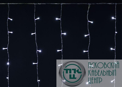 Гирлянда "Бахрома" 4.5х0.7м 200LED бел. IP44 провод прозр. 230В транзит IEK LGDU301-2-200-L3-T-S-44