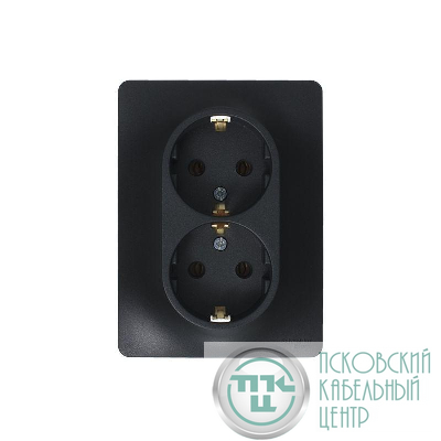 Розетка 2-м Glossa 16А с заземл. в сборе антрацит SE GSL000724