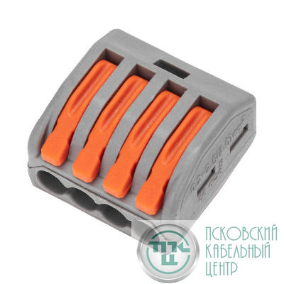 Клемма универсальная СМК 222-414 4-проводная сер. 0.08-2.5/4кв.мм (уп.50шт) Rexant 07-5254-4