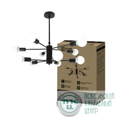Светильник LOFT SPUTNIK-10E27-BL 10хE27 потолочн. под лампу; черн. IN HOME 4690612062723