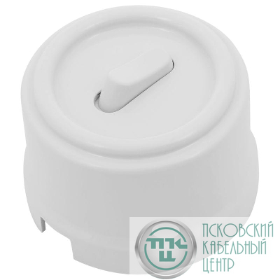Выключатель 1-кл. ретро проходной клавишный пластик бел. Bironi B1-221-21