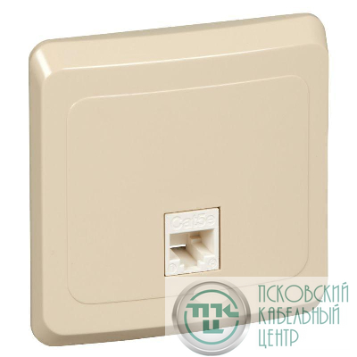 Розетка компьютерная 1-м СП Этюд RJ45 кат.5E крем. SE KOMC-001K