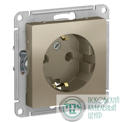 Розетка 1-м СП AtlasDesign 16А IP20 с заземл. механизм шампань SE ATN000543