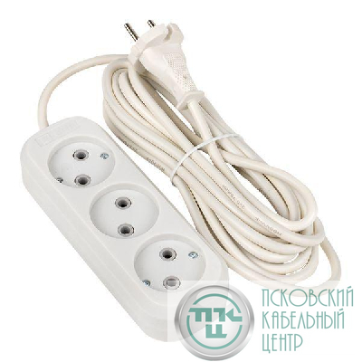 Удлинитель 3х5м без заземл. 10А IP20 Эксперт 2.2кВт ПВС 2х0.75 PROxima EKF UBA10-275-3-05