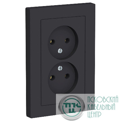 Розетка 2-м СП AtlasDesign 16А IP20 без заземл. в сборе карбон SE ATN001020