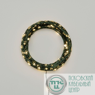 Гирлянда светодиодная "Роса" 20м 200LED тепл. бел. IP20 с контроллером провод зел. Neon-Night 303-266
